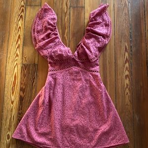 KEEPSAKE The Label Cross Pink Ruffled Mini Dress